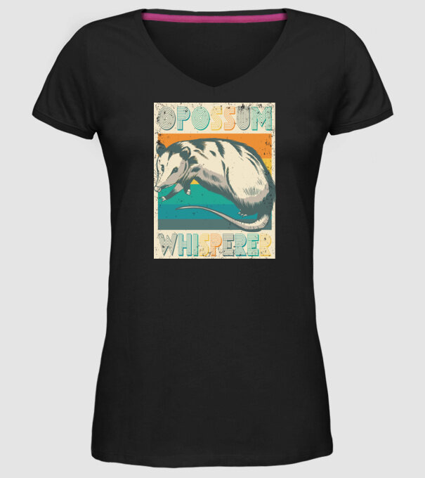 Opossum Whisperer model negru pe tricou