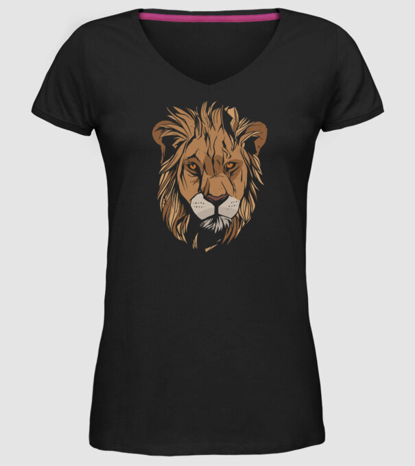 Cap de leu model negru pe tricou