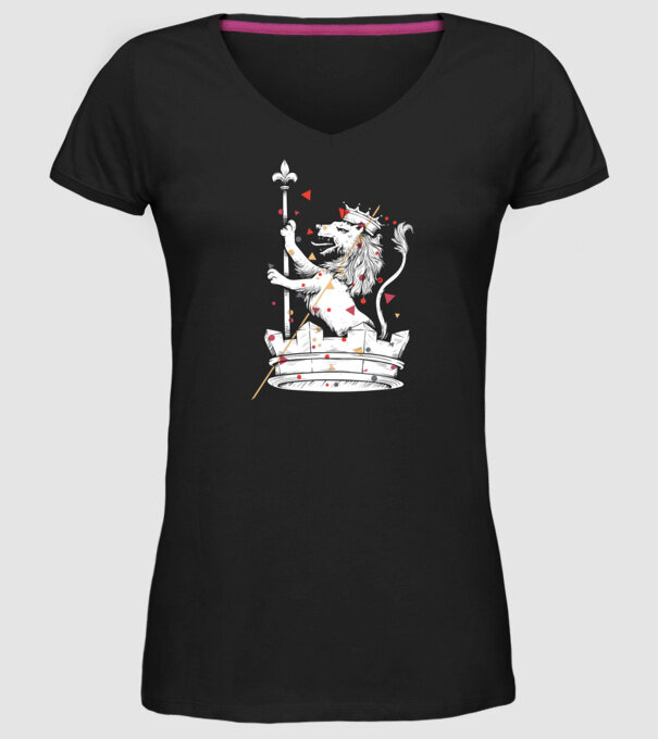 Leu Coroană model negru pe tricou