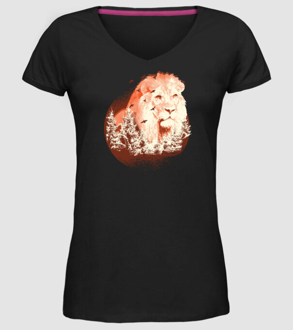 Tricou Leu Natură model negru pe tricou