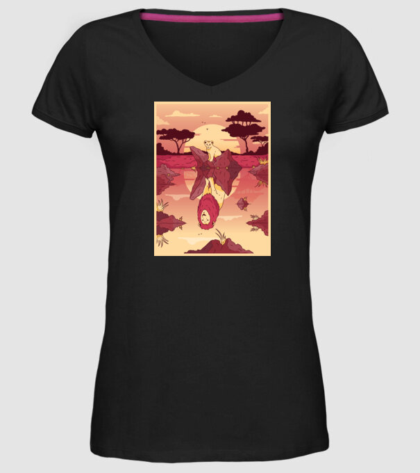 Reflecție leu model negru pe tricou