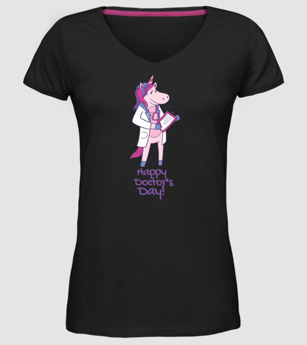 Medic Unicorn model negru pe tricou