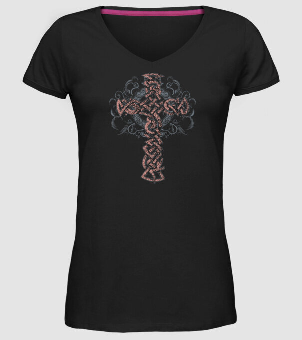 Cruce veche vikingă model negru pe tricou