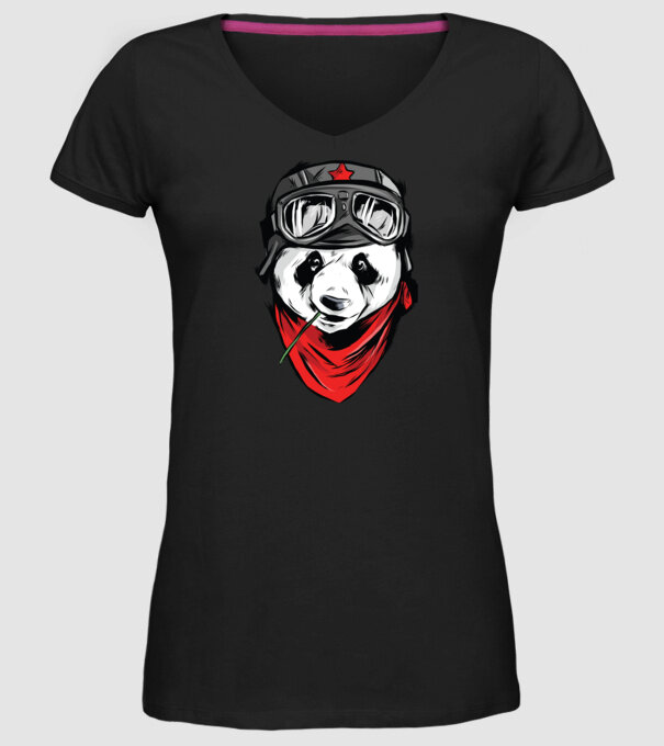 Panda Gerilla model negru pe tricou