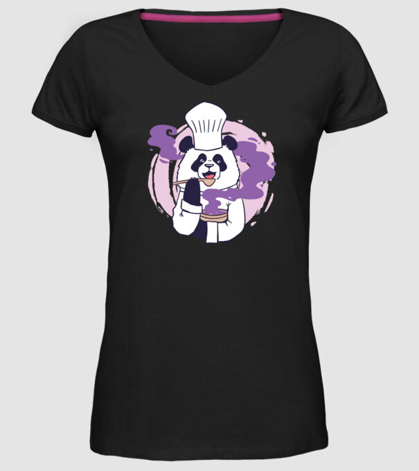 Panda Chef model negru pe tricou