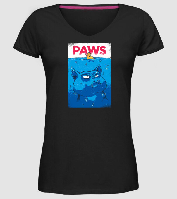 Paws Pisică la atac model negru pe tricou