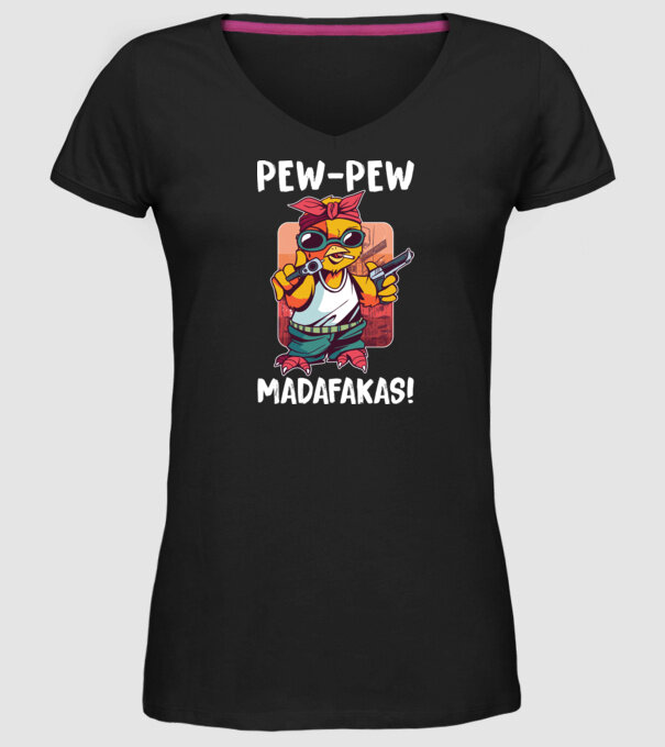 Pew Pew Pew Madafakas Pui model negru pe tricou