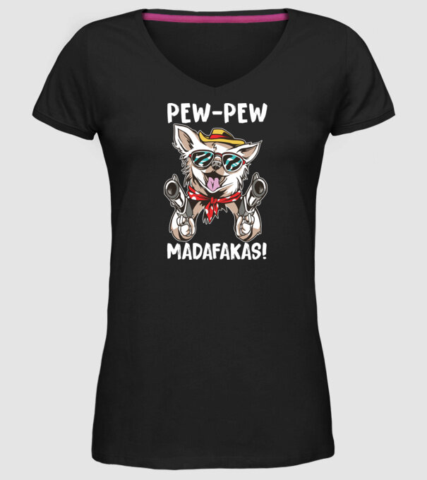 Pew Pew Pew Madafakas Chivava model negru pe tricou