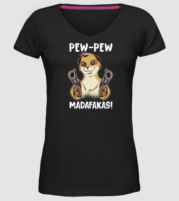 Pew Pew Pew Madafakas Suricată model negru pe tricou