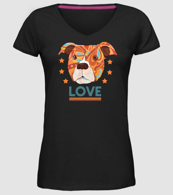 Dragoste Pitbull model negru pe tricou