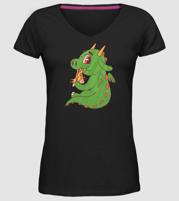 Pizza Dino model negru pe tricou