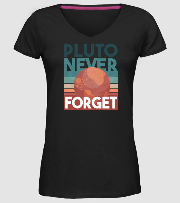 Pluto never forget model negru pe tricou