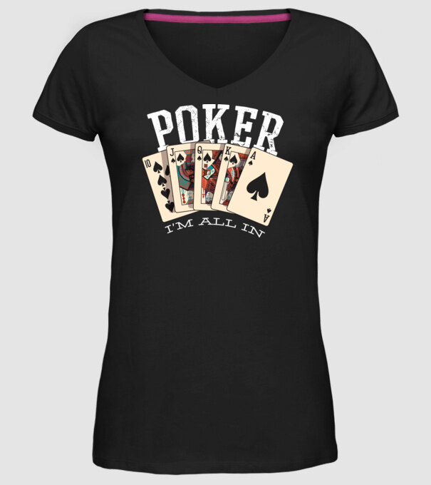 Poker All in model negru pe tricou
