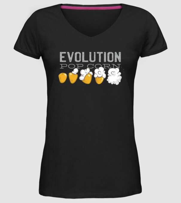 Evoluție Popcorn model negru pe tricou