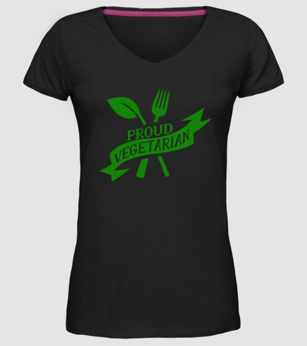 Proud Vegetarian model negru pe tricou