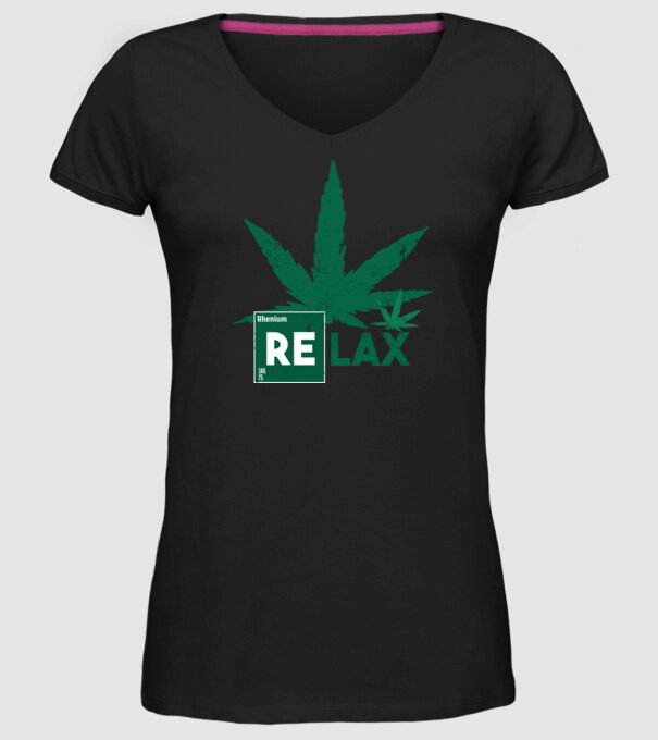Relax Cannabis model negru pe tricou