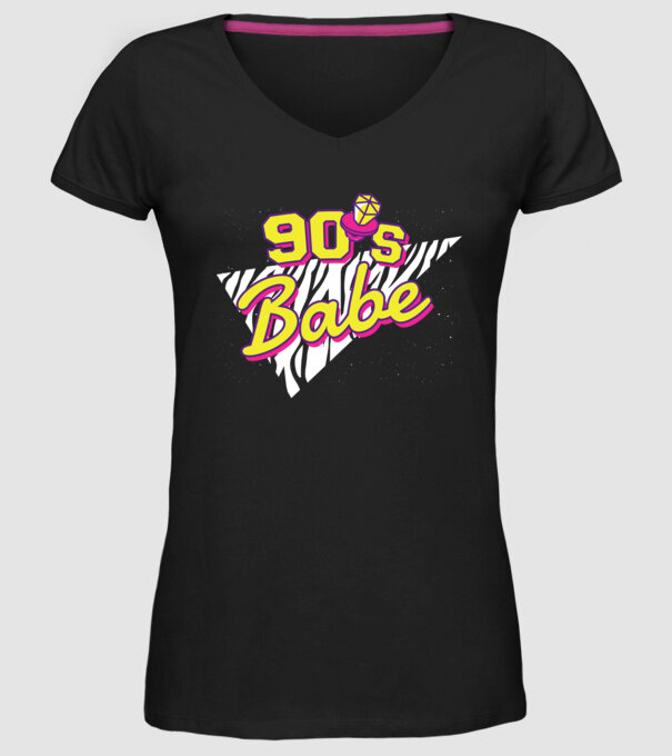 Retro 90s Babe model negru pe tricou