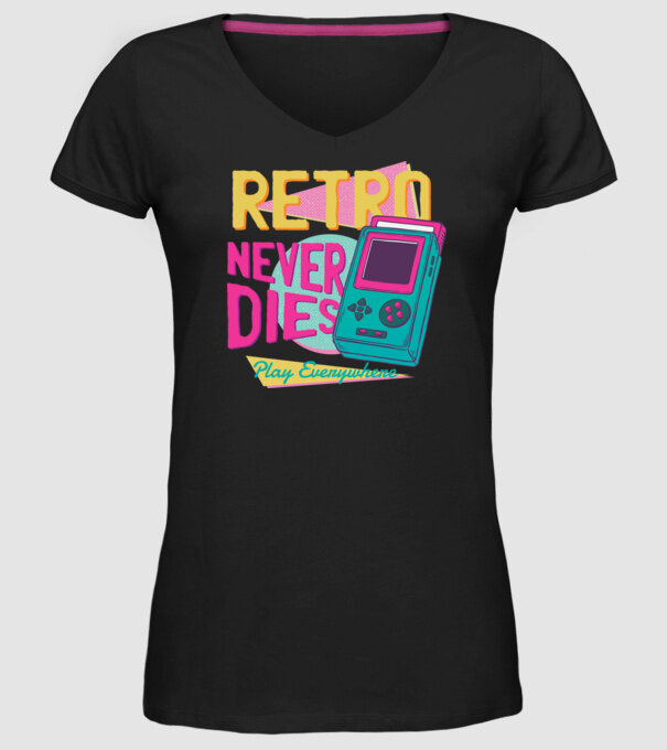 Retro Gameboy model negru pe tricou