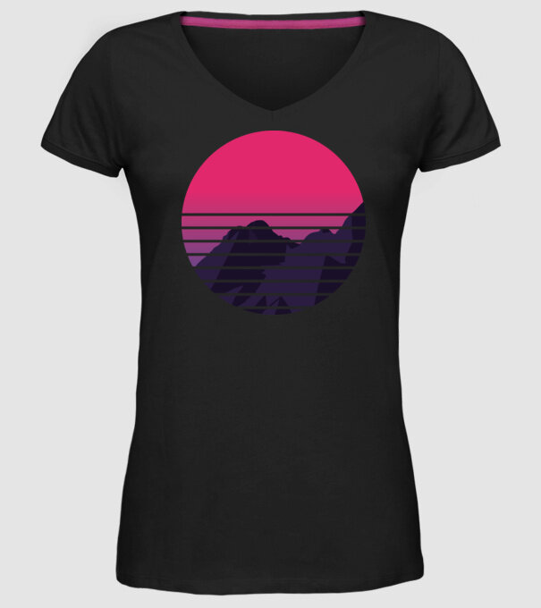 Retro Munte model negru pe tricou