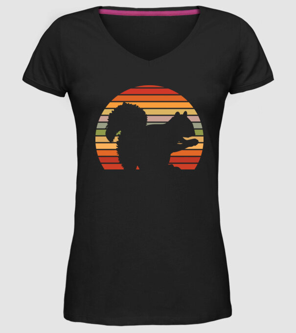 Veveriță Retro model negru pe tricou