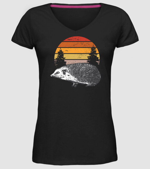 Arici Retro model negru pe tricou