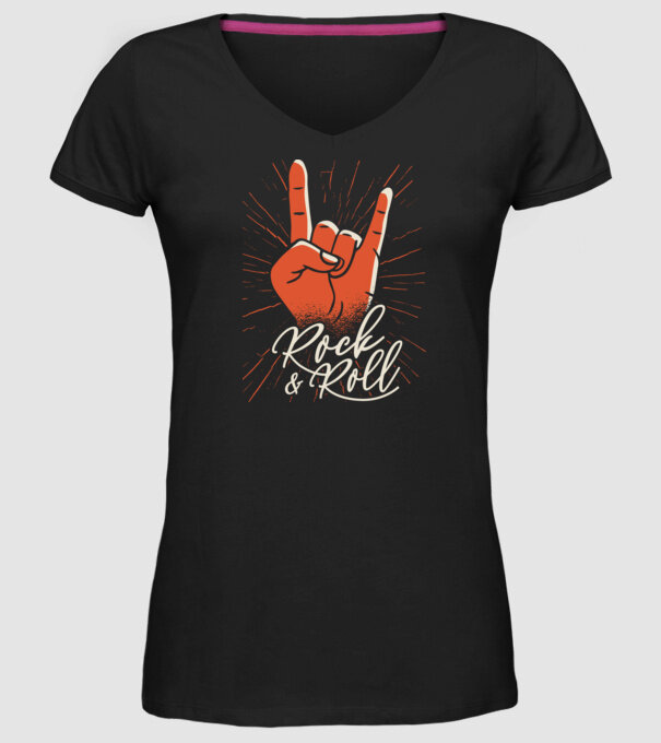 Rock and Roll model negru pe tricou