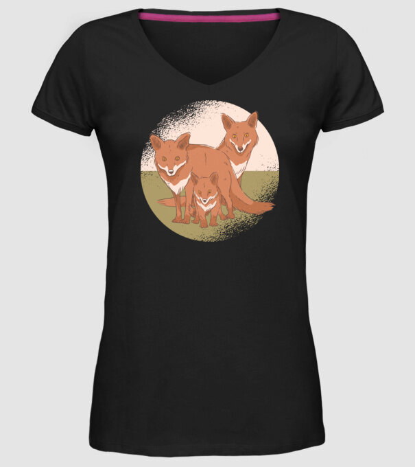 Familie Vulpe model negru pe tricou