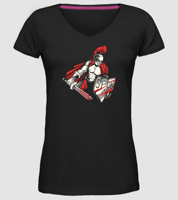 SPQR războinic Roman model negru pe tricou
