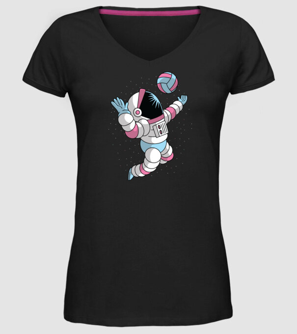 Astronaut voleibalist model negru pe tricou