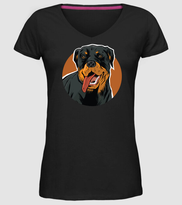 Tricou cu Câine Rottweiler model negru pe tricou