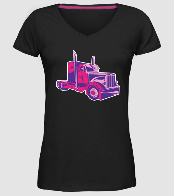 Camion roz model negru pe tricou