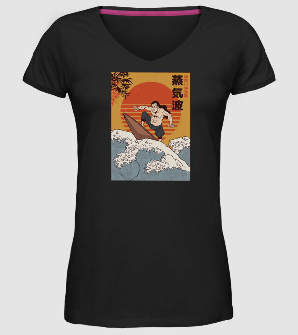 Samurai Surf model negru pe tricou