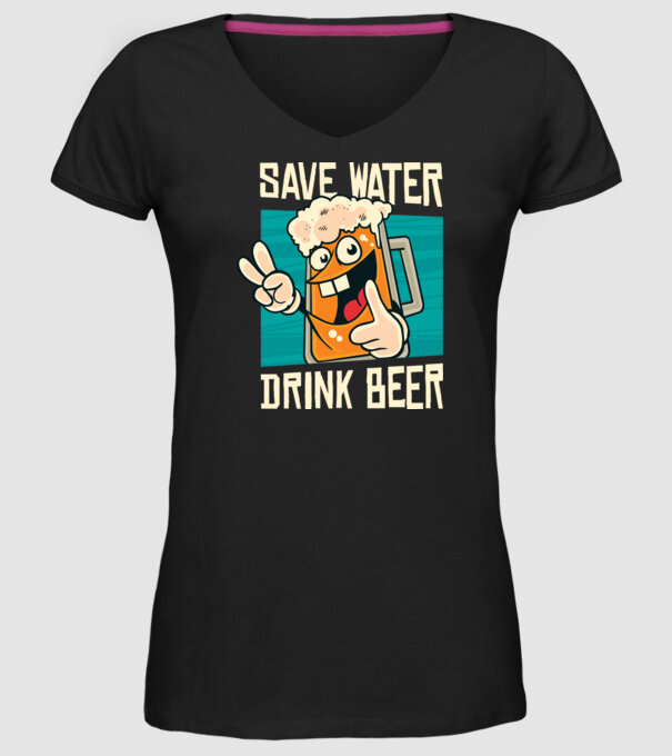 Save water, drink beer tricou amuzant bere model negru pe tricou