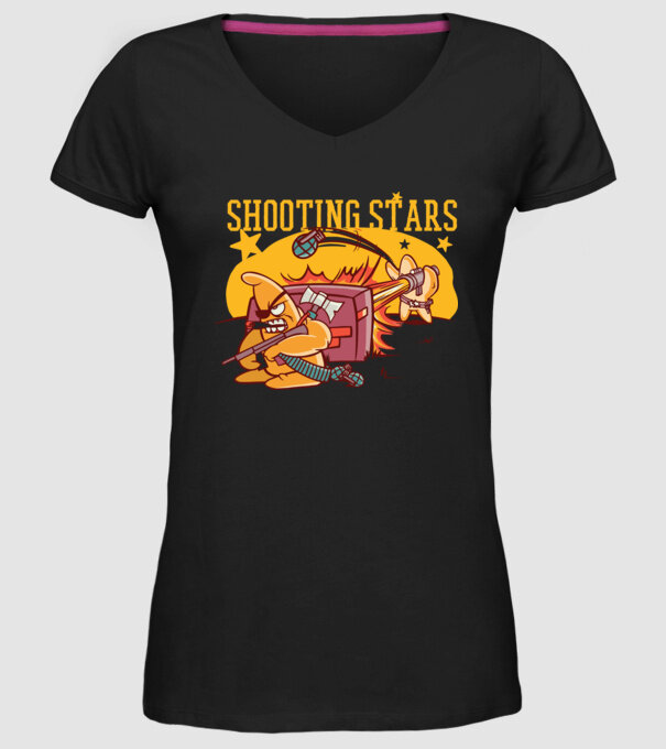 Shooting Stars model negru pe tricou