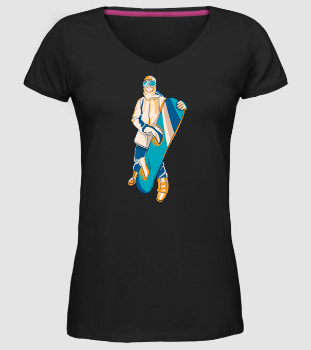 Snowboarder model negru pe tricou