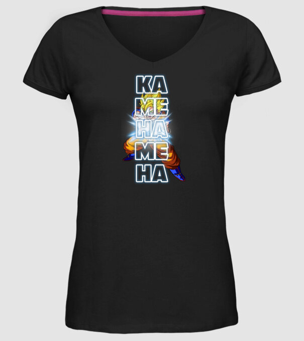 Son Goku Kamehameha model negru pe tricou