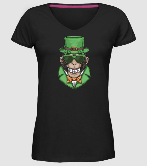 Sfântul Patrick Maimuță model negru pe tricou