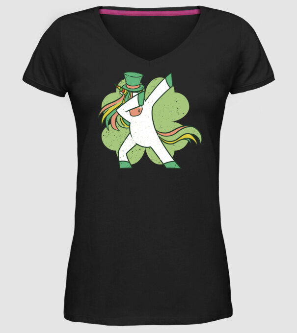 St Patrick Unicorn DAB model negru pe tricou