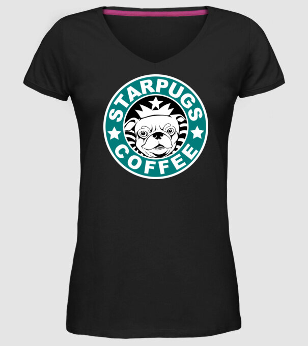 Starpugs Coffee model negru pe tricou