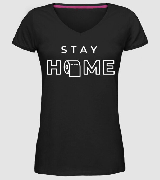 Stay home hârtie igienică model negru pe tricou