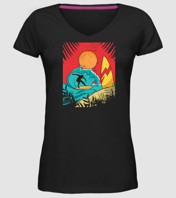 Afiș Surf model negru pe tricou