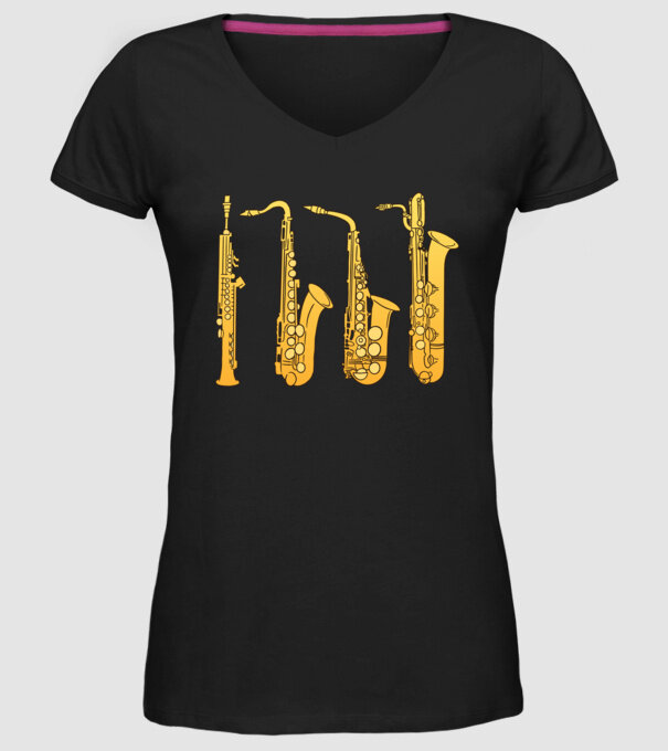 Saxofoane model negru pe tricou