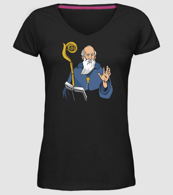 Sfântul Benedict model negru pe tricou