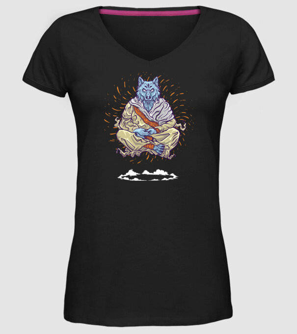 Lup Călugăr model negru pe tricou