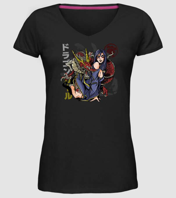 Dragon sexy Anime model negru pe tricou