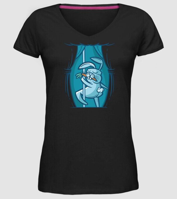 Iepuraș Striptease model negru pe tricou