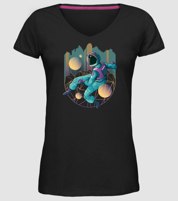 Techno Astronaut tricou astronaut model negru pe tricou