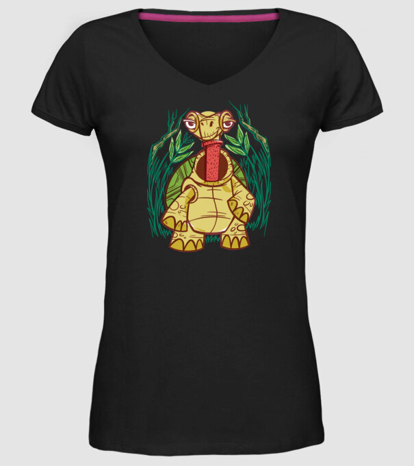 Gât Broască țestoasă model negru pe tricou