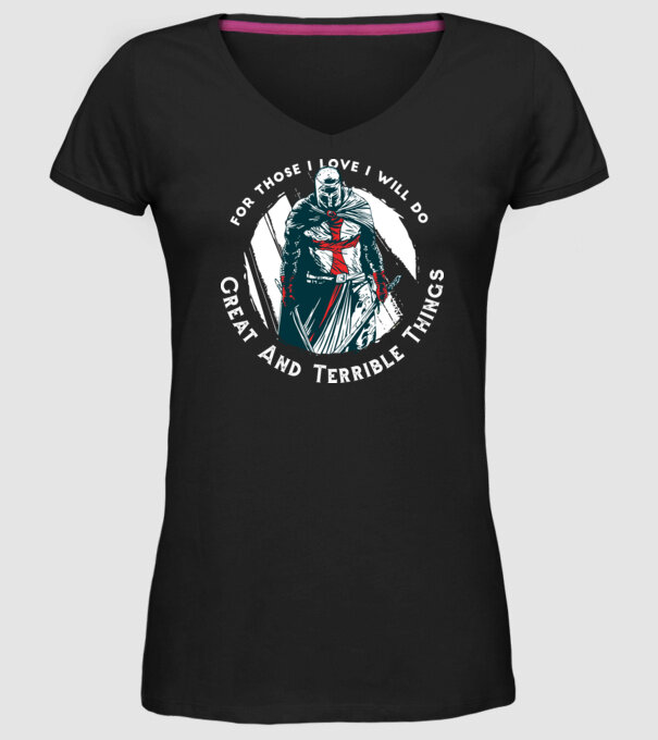 Cavaler Templier model negru pe tricou