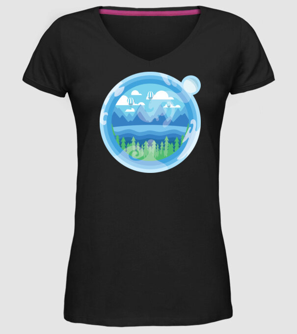 Natură model negru pe tricou